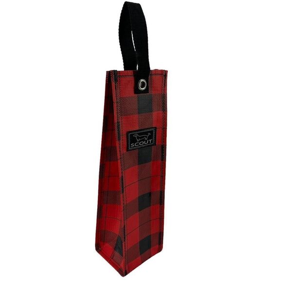 Scout Spirit Wine Bag Red Plaid Holiday Lumberjack Top Handle Giftable Christmas - Picture 1 of 6